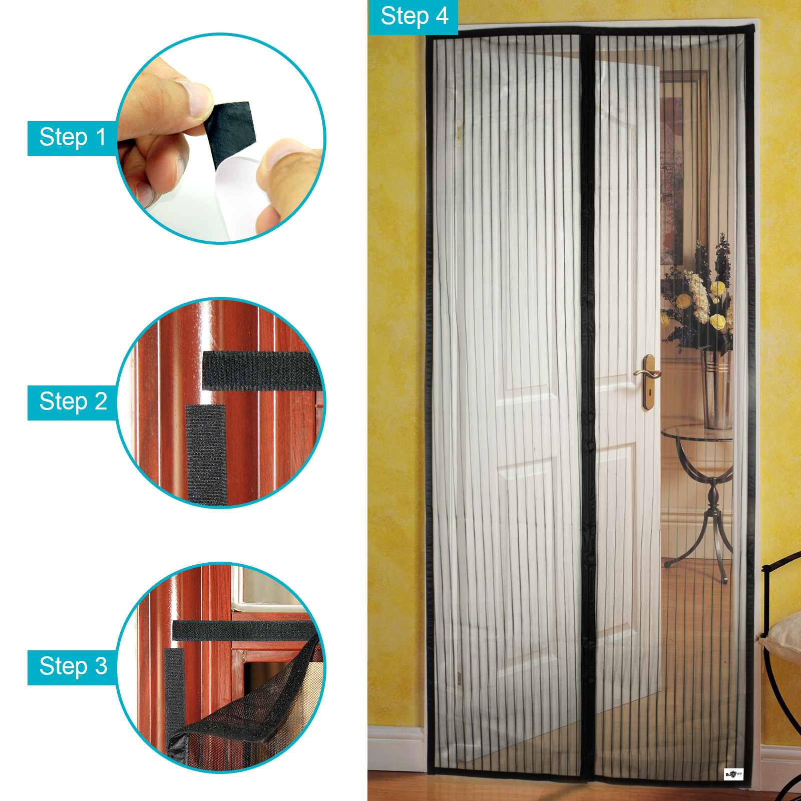 Apalus Magnetic Screen Door, Super Fine Mesh Fly Curtain, Magnetic Top-to-Bottom Seal Snaps Closes Automatically, Keep Fresh Air in & Bugs Out(100x220CM,Black) 