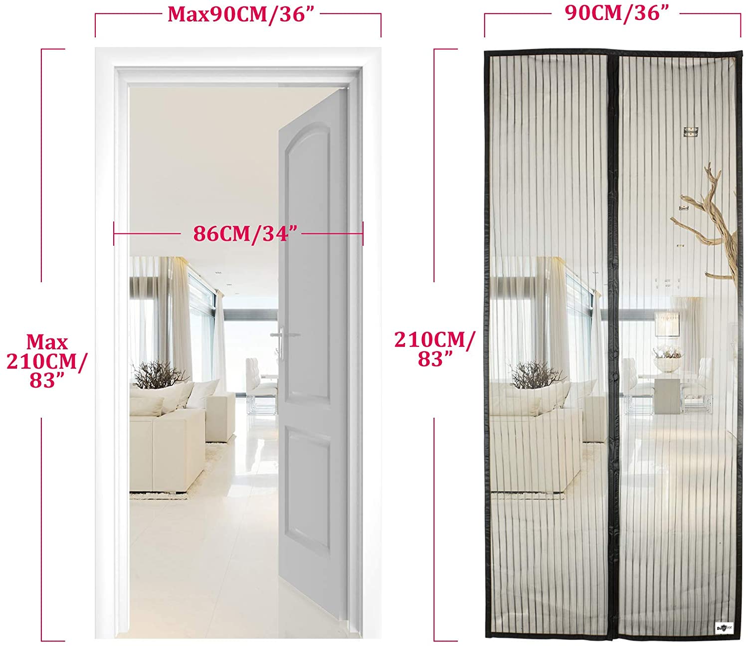 Apalus Magnetic Screen Door, Walk Through Easily, Super Strong Mesh, 28 Magnets From Top to Bottom Ultra Seal Magnets Close Automatically(90x210CM)